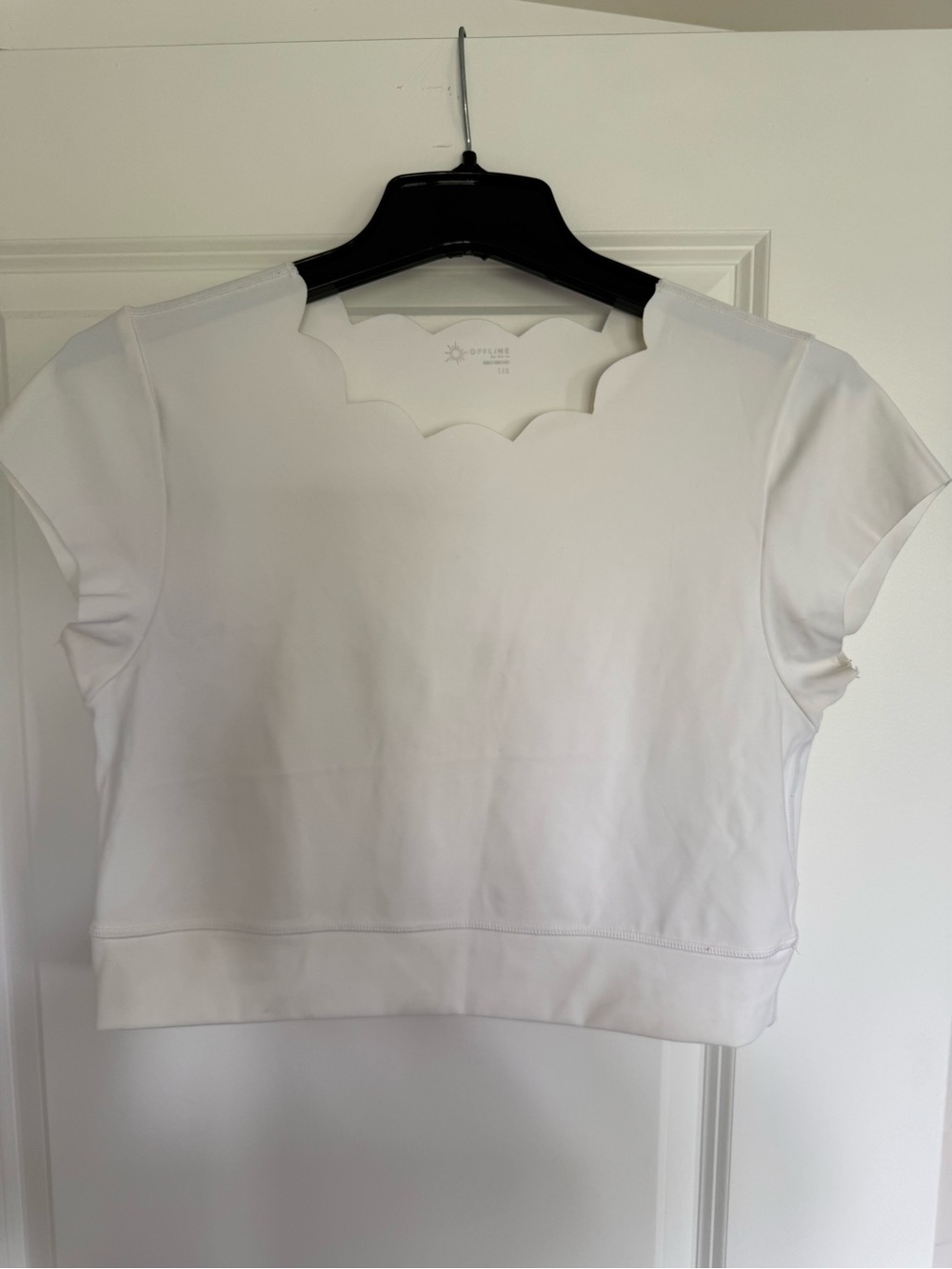 aerie White Short Sleeve Crop Tee